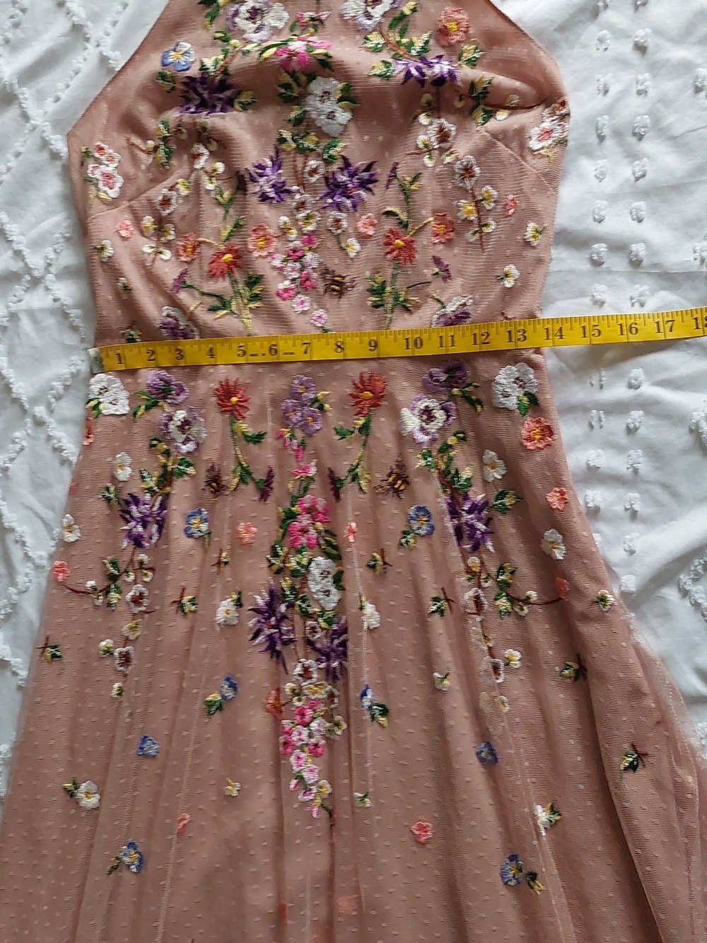 ASOS Dusty Pink Floral Embroidered Dobby Mesh Cami Strap Maxi Dress Sz 8 - Picture 12 of 15